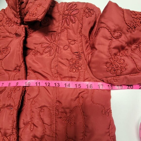 Womens Red Coat Winter Jacket Long Sleeve Red Outerwear- Size S - Picture 8 of 11